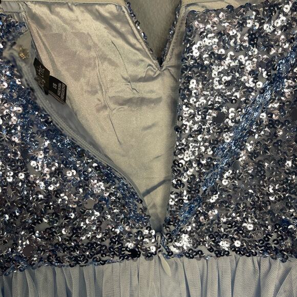 City Chic Baby Blue Sequin Bodice Tulle Strapless Party Mini Dress S/16 - Picture 6 of 7